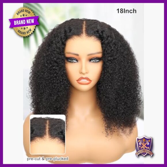 Afro Kinky Curly Human Hair Wig 16 Inches Glueless 5x7 Lace Front Pre Cut main image 5